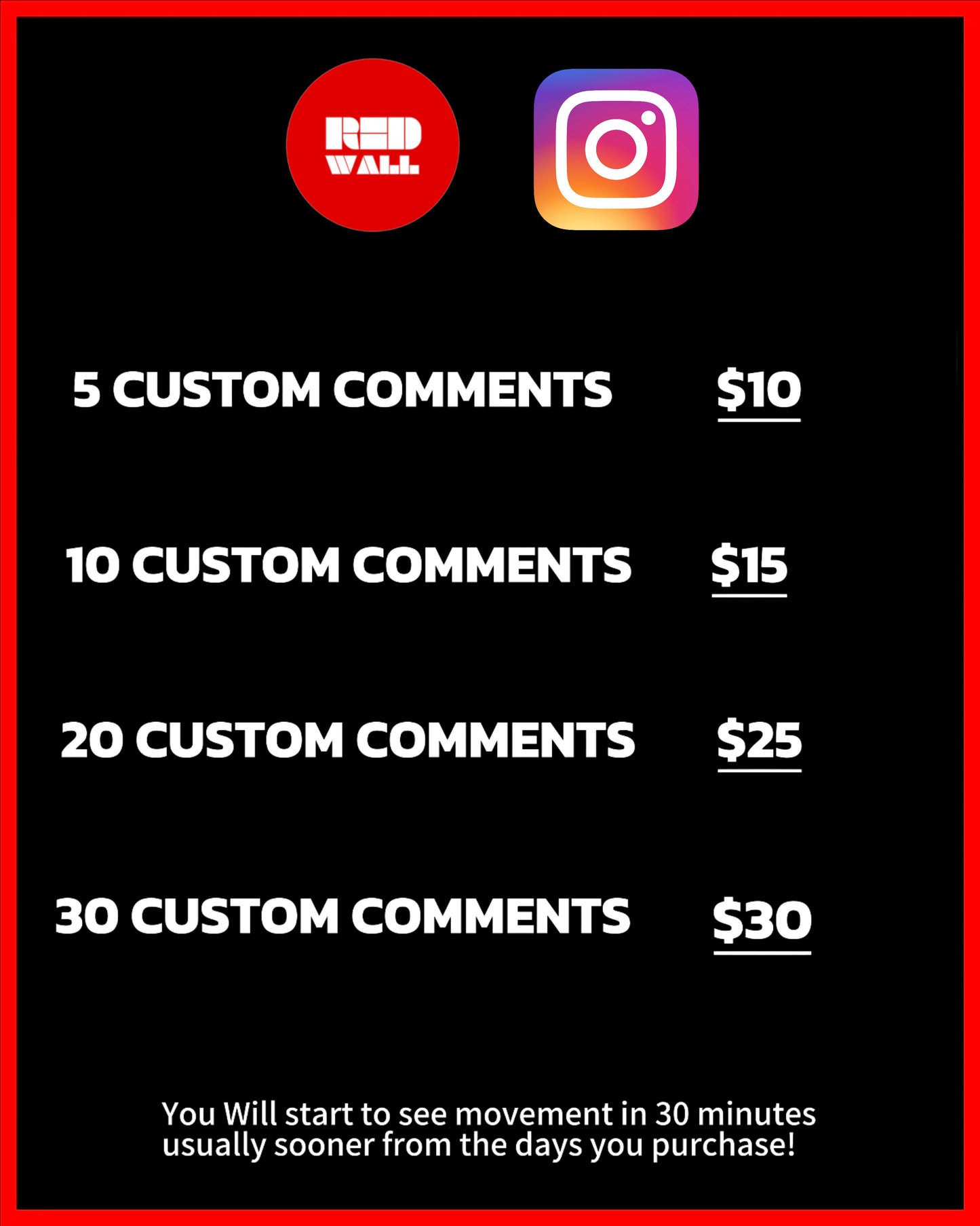 INSTAGRAM CUSTOM COMMENTS